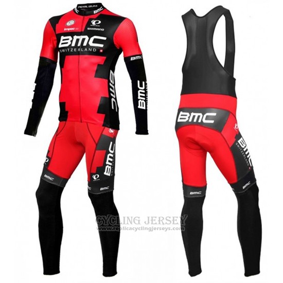 2016 Cycling Jersey BMC Black and Red Long Sleeve and Bib Tight